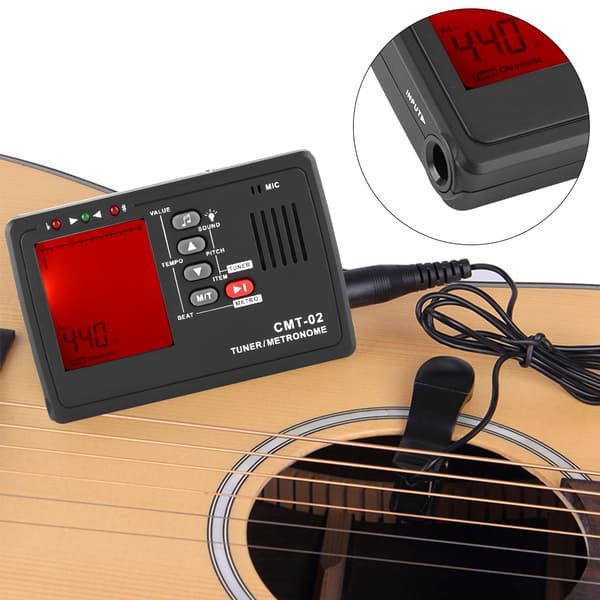 3 i 1 universell elektrisk bärbar tuner för gitarr bas fiol
