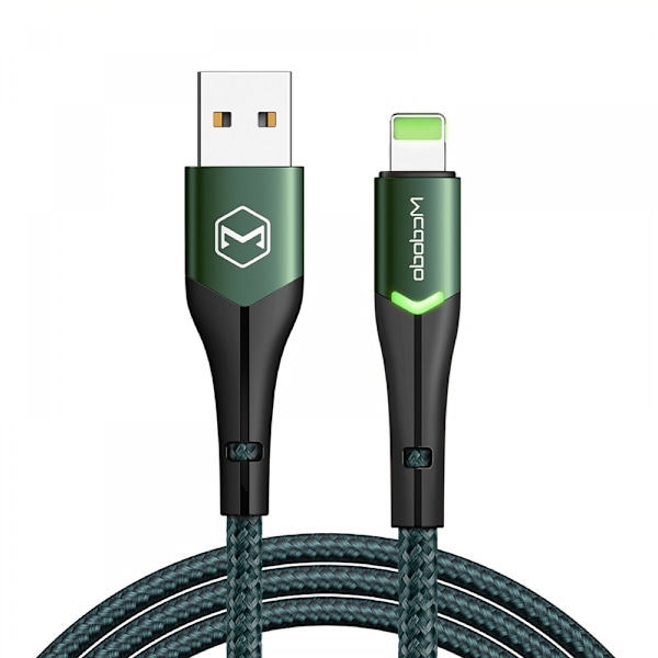 USB til Lightning iPhone data- og opladningskabel, understøtter hurtig opladning og datasynkronisering (grøn, 1,2 m), nylonflettet, USB-A, kompatibel med iPhone 13/13