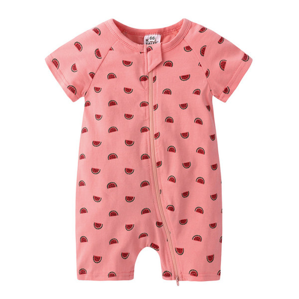 AVEKI Baby Boy Girl Kortärmad Romper Unisex Toddler Jumpsuit i bomullsdragkedja --- Rosa vattenmelon （Storlek 66）