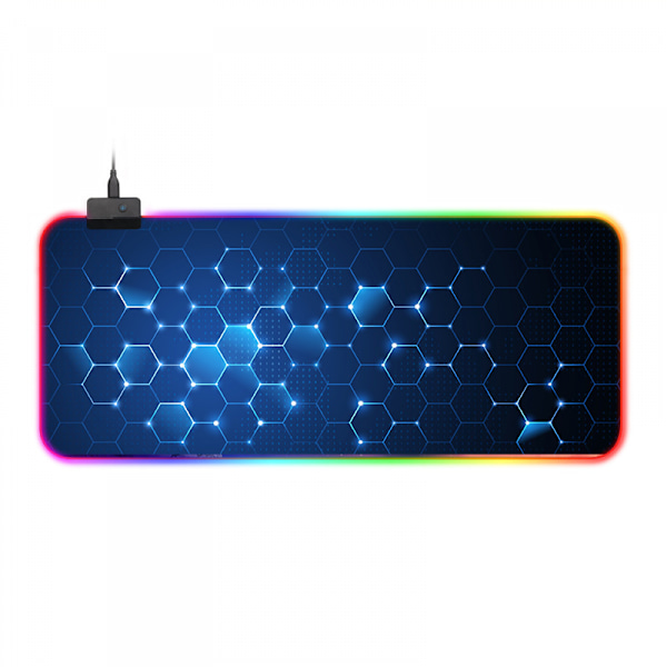 Gaming Mouse Pad, blød overdimensioneret glødende udvidet LED-musemåtte, berøringskontrol, skridsikker gummibase computertastatur musematte