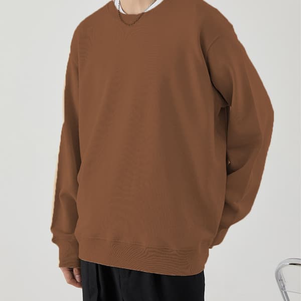 Rundhalset sweatshirt i uld, tyk, løs, blød pullover-sweatshirt XXL