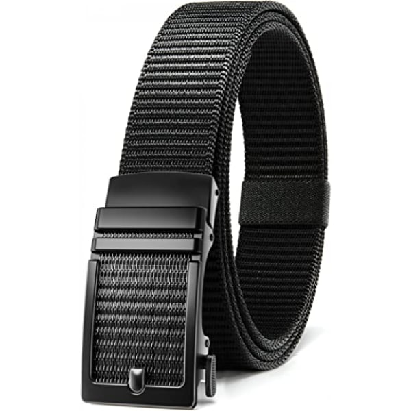 Men's Belt,Ratchet Belt Nylon, Golf Belts for Men Casual, Easy Adjustable Trim to Fit (BLACK)