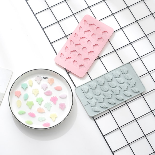 Høstkunst godteriformer Lønneblad silikonform 2 stk 3d blader formet håndlaget bakeform med 24 kapasiteter for DIY cupcake-dekorasjoner