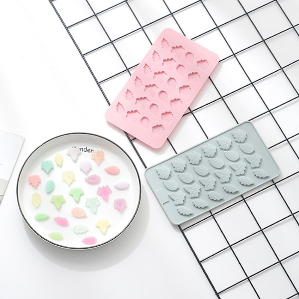 Höstlöv Silikonform 2 st 3d Bladformad Handgjord Bakform med 24 Kapaciteter för DIY Cupcake Dekorationer