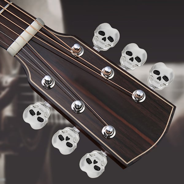 6 st Tuning Peg Tuning Key Button Cap Heads för Folk Elektrisk Gitarr (Silver)