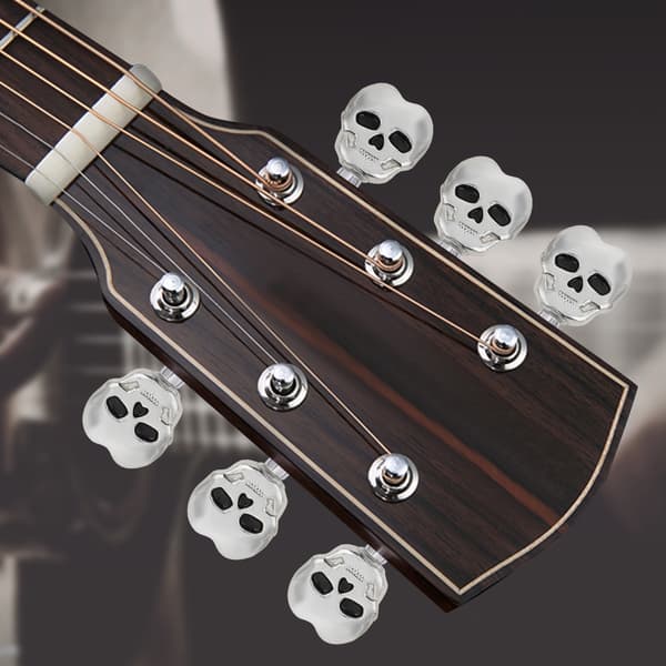 6 stk. Tuning Peg Tuning Key Button Cap Heads til Folk Elektrisk Guitar (Sølv)