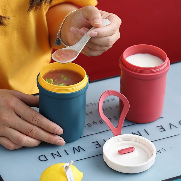 Plastmugg, 350 ml, Bärbar mikrovågsugnsäker frukostmugg, för skola, kontor, utomhusresor, student (hagtornsröd)