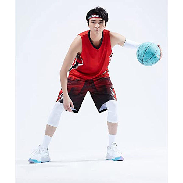 Herre Basketball Trøjer og Shorts Team Uniformer med Lommer Træningsdragt Uniformer  rød—6XL