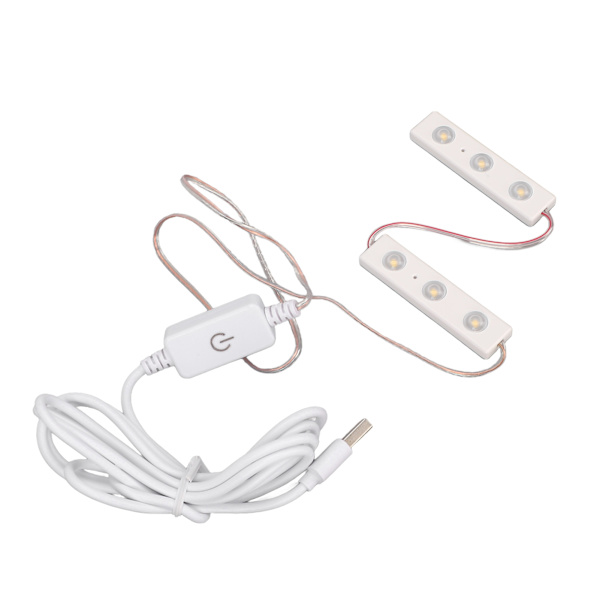 LED-sminke speil lys justerbar lysstyrke USB-plugg i DIY speil stripe lyspære 2 strenger (6 stk lysbrikker)