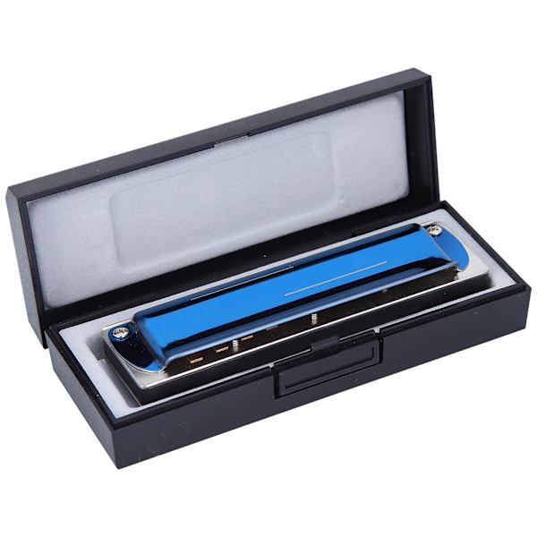 Blues Harp Harmonika 10-Hul Professionel Mundharmonika G-Nøgle Gaver Rustfrit Stål Dæksel (Blå)
