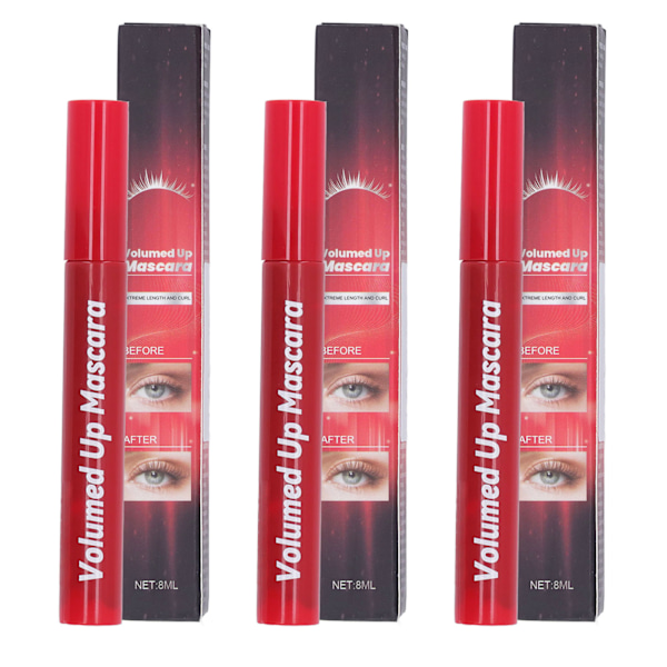 3 st Lash Volumizing Mascara Ögonfransar Förlängning Curling Smudge Proof Timglasborste Lash Makeup Ögon Mascara 8ml