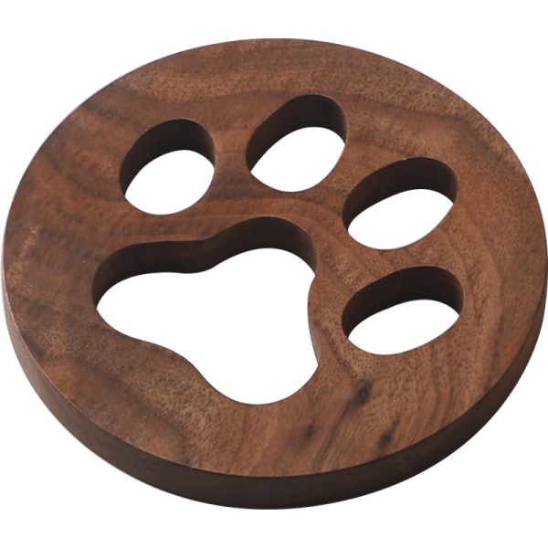 Wooden Crafted Unique Adorable Cat paw Coasters Set of 2, Bar Dining Table Home Décor（Black Walnut）