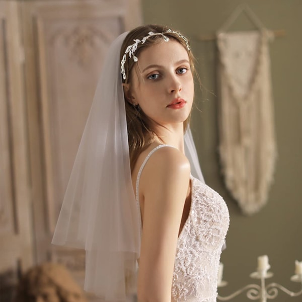 Rhinestone Leaf Bryllup Sølv Tiaraer og Kroner Krystal Pendent Tiara Hovedbånd til Brud Brudepiger Fødselsdagskrone Cosplay Tilbehør til Kvinder