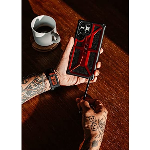 Designat för Samsung Galaxy S22 Ultra Skal Röd Crimson Robust Lättviktigt Slimmat Stöttåligt Premium Monarch Skyddande Fodral, [6.8 t