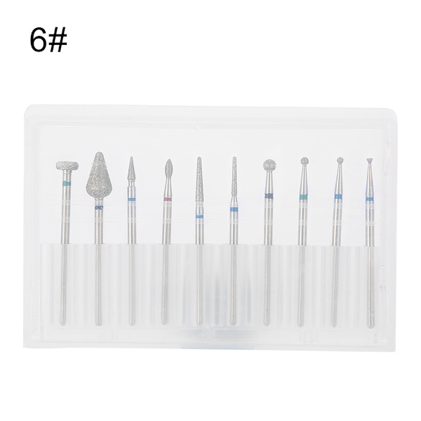 10 st / set legering stål nagelkonst borr polerhuvud kit nagelborrmaskin tillbehör 06#