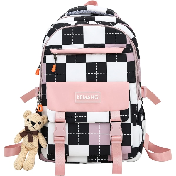 Söt datorryggsäck med tillbehör för flickors förberedande studenter ryggsäck laptopväska vattentät, rosa