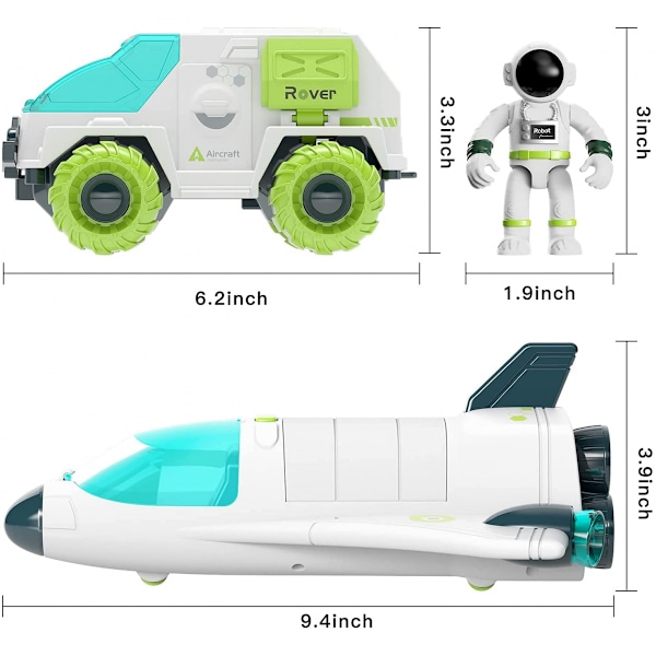 Rymdfärje leksaker för 3 4 5 6 7 år gamla pojkar, [Ljus & Ljud] Rymdleksaker för barn 3-5 med 2 astronauter, leksaksfärja och rover, rymdskeppsleksaker Pl
