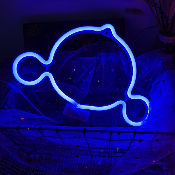 LED Neon Sign Light Night Lamp Neon Light with Base Table Wall Decoration Best Gift for Family Birthday Holiday Wedding Party（Blue）