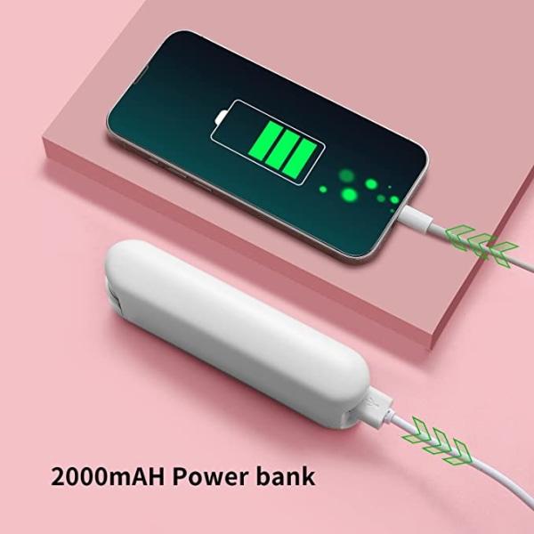 Mini bærbar ventilator, 2000mAH USB opladningsventilator, 3-trins justerbar, velegnet til damer mænd rejser udendørs hvid