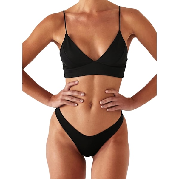 Svart push-up bikini i två delar för kvinnor Black XL