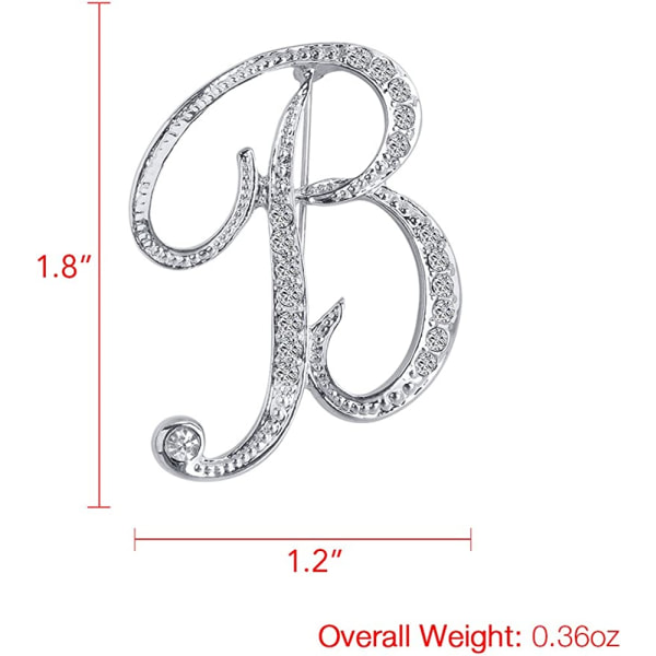 A-Z Alfabetin Kirjainsolki Naisille, Hopeapinnoitettu Metalli Strassinen Kirkas AAA+ Kristalli Rintaneula Soljet (1 kpl)