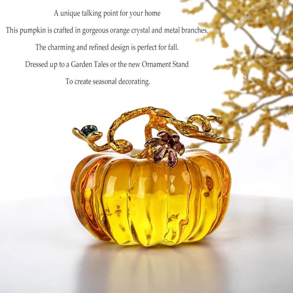 2,5 tommer håndblæst glasgræskarfigur - Krystalgræskardekorationsornament til efterår, Thanksgiving-høst, samlerobjekt til bordplade Gold Pumpkin
