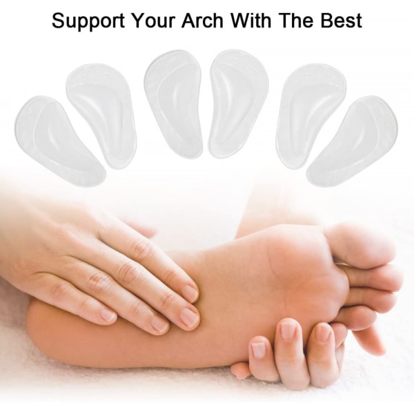 Arch Support Shoe Insoles för platta fötter, Gel Arch Inserts för Plantar Fasciitis, självhäftande Arch Pad för avlastning av tryck