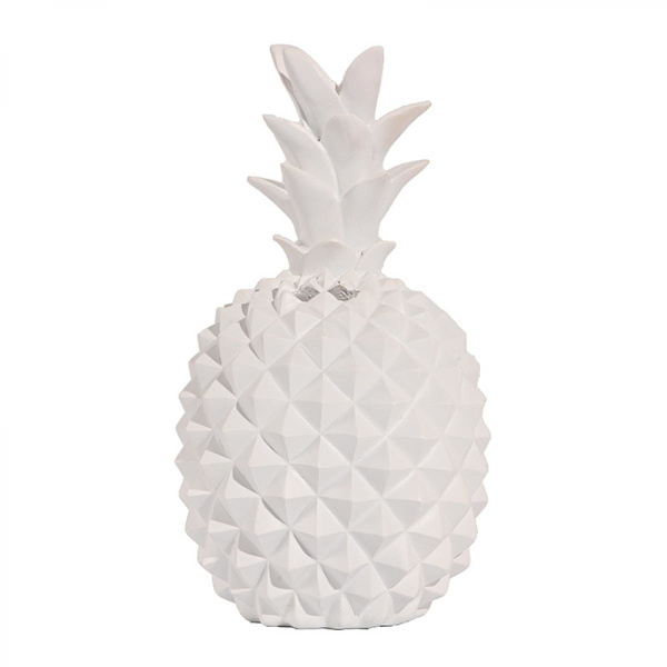 7,67 x 4,3 Tommer Elegant Ananas Formet Harpiks Sparegris Pengeboks Hjem Dekoration, Hvid
