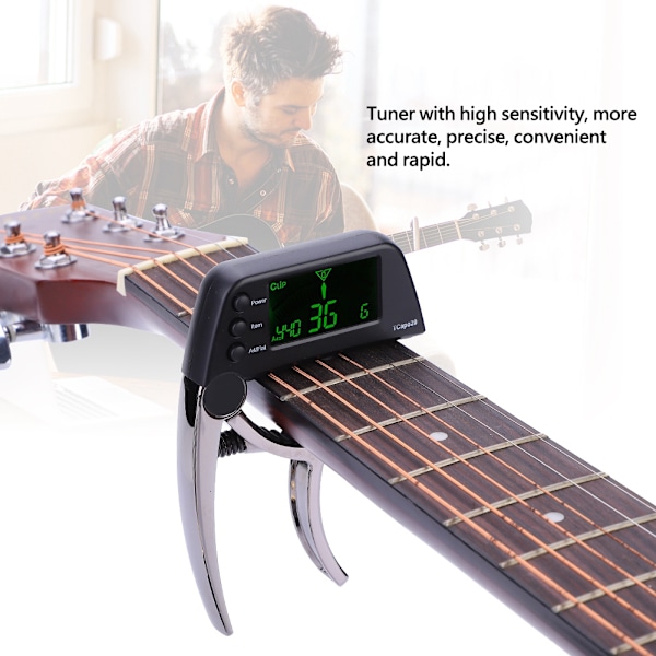Meideal 2-in-1 TCapo20 Capo-viritin LCD-näytöllä kitaralle ja bassolle (musta)