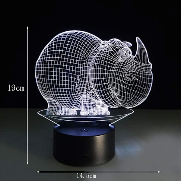 WJ Sengelampe Illusion LED Natlys 3D Natlys LED Illusion Stereo Næsehornsform Sengelampe Natlys Illusion LED Natlys Natlys