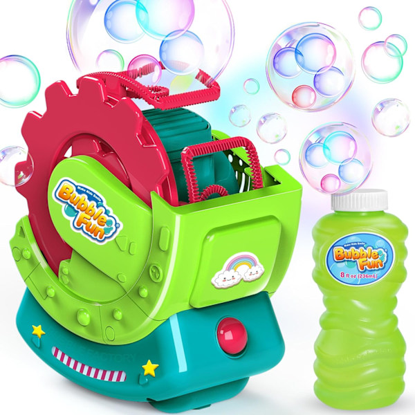 Bubbelmaskin för småbarn, bubbelblåsare med 237 ml bubbellösning, skapar extra stora bubblor & bubblor i bubblor, bubbelmaskin