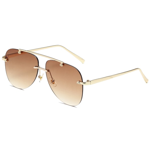 Klassiske V8 Siamese One Piece Solbriller Nice Rimless Stilful Retro Design til Kvinder Mænd