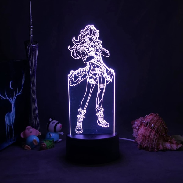 Genshin Impact Figurine 3D Illusion Lamp för sovrumsdekor LED-ljus Atmosfär Sänglampa Nattlampor Barn Present DeLuco