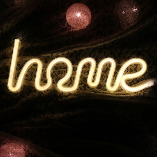 Hem Neon Skylt Sovrum Väggkonst Dekor LED Neon Väggskylt Ljus för Vardagsrum Heminredning Accent Rustik Vintage Fest