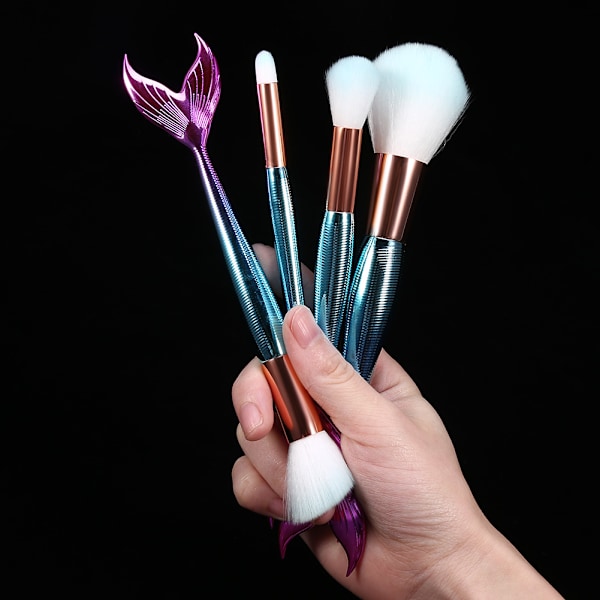 4 stk. fiskehale skønhed kosmetisk makeup børste værktøjssæt foundation øjenbryn børster #3