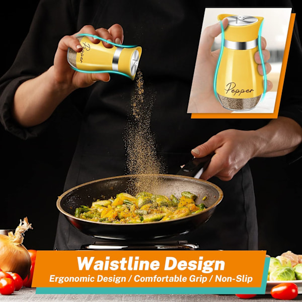 Gult Salt- og Peppersett med Holder, 4 oz Søt Kjøkkendekor og Tilbehør Landlig Gadgets Bord Husvarmingsgave Yellow