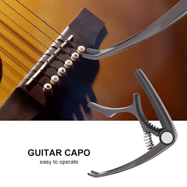 Holdbar bærbar guitar bas capo klemme bro pin trækker fjernelse tilbehør (glat sort)