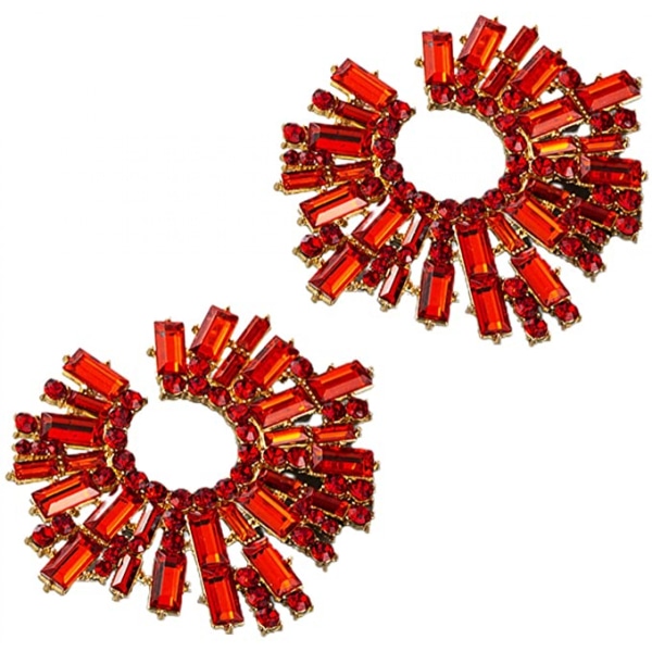 1 Par Blomsterformet Øreringe i Flere Farver med Rhinestone Smykker Vintage Boho Øreringe til Kvinder Piger Strand Rød