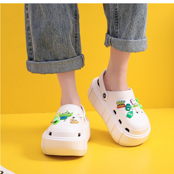 Kvinde Have Clogs Sko Sandaler Tøfler Højdeforøgende Sko-Hvid(41 EU Størrelse)