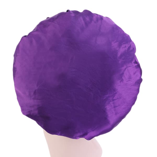 Sæt med 3 satin-sovehætter - Damehårhætte elastisk bred bånd hat med justerbar silke nathat hårtab cap til salon søvn spa, sort