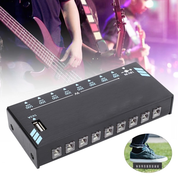 Gitar Power Pedal Enkelt Effektor Multikanal Uavhengig Instrument Strømforsyning 18W