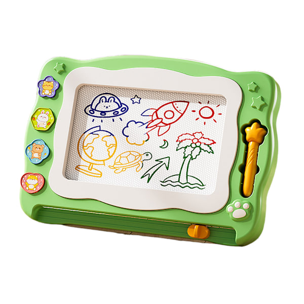 Stor Magnetisk Tegnebrett for Småbarn, Magnetisk Kriblebrett for Barn, Etch A Sketch Magnet Slettbart Skrivebrett, Førskolepedagogisk green