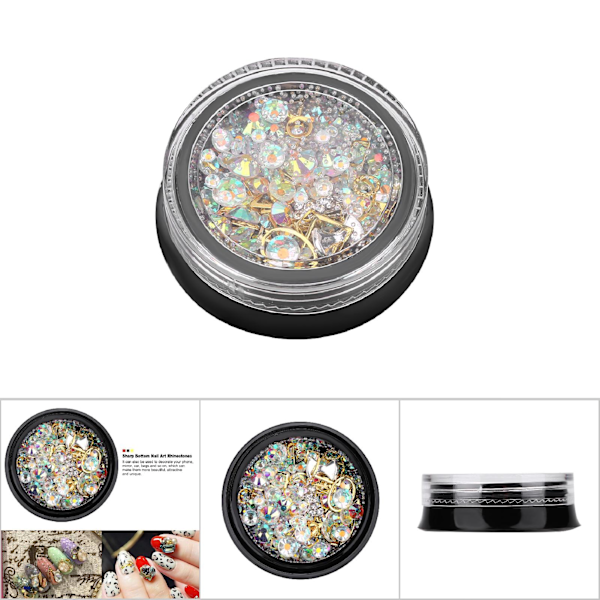 Farverige skarpe bund neglekunst Rhinestones Glitter Manicure DIY dekoration tilbehør guld