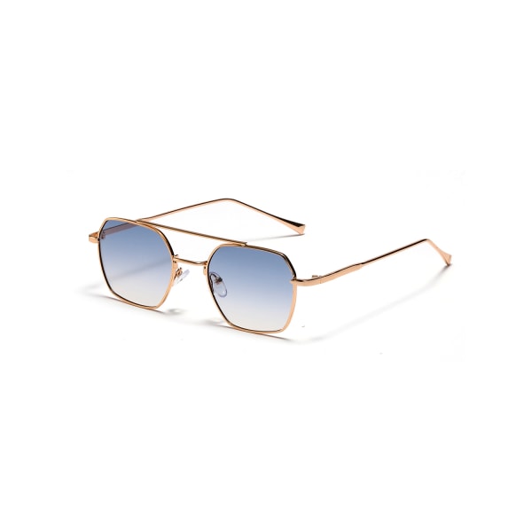 Polygonal liten ram i metall Vintage solglasögon för kvinnor, UV400-skydd