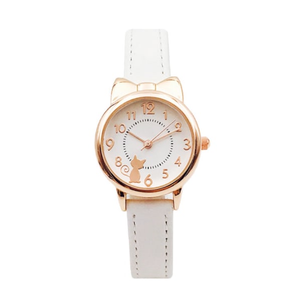 Girl Watch Watch Cat Multi-Color Quartz Watches Clocks for Girl Wristwatch Rosette Watches Colorful Student Watches for Girls (Color : Gold-White)