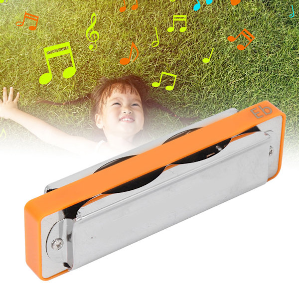 Blues Harmonika 10-Hul Mundharmonika Eb Nøgle ABS Resin Kam Begynder Gaver Professionel (Orange)