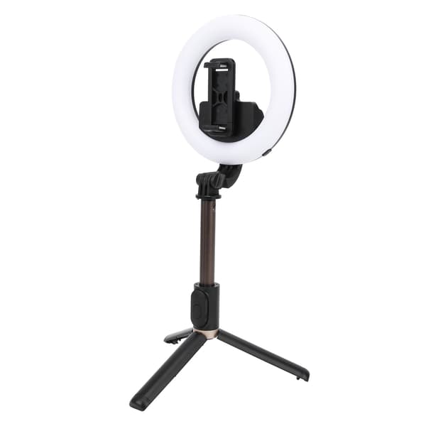 Trådløs Bluetooth Selfie Ring Fylllys Mini Utvidbar Selfie Stick Stativ Svart