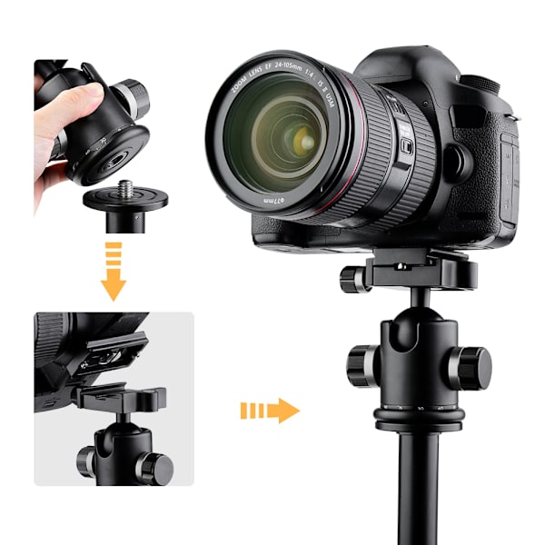 Mefury DSLR-kamerastativ kulled 360 graders roterande för Monopod Slider Silver
