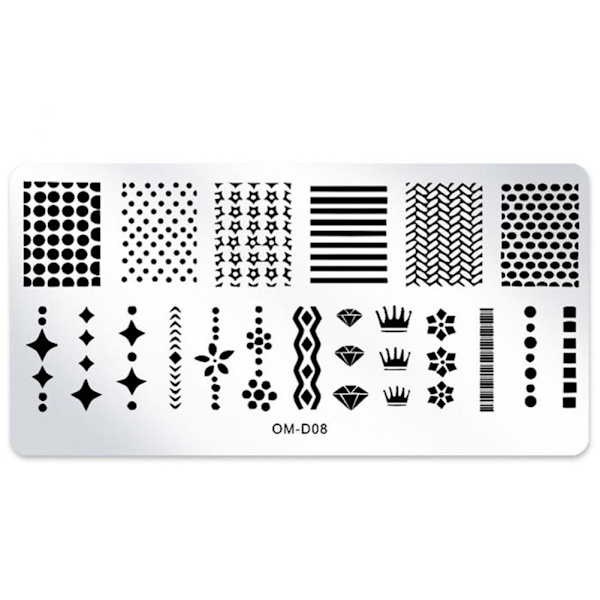 Rektangulær neglekunst stempelplade plantegeometri print negledekoration OM-D08