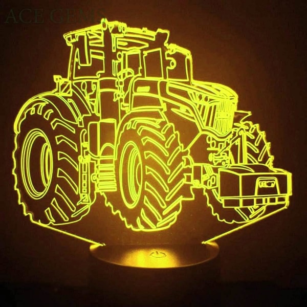 3D Traktor Lastbil Bil Nattljus Bord Skrivbord Optisk Illusion LED-lampor 7 Färgförändrande Ljus LED-bordslampa Jul Hem Kärlek Födelsedag Barn Leksak Present